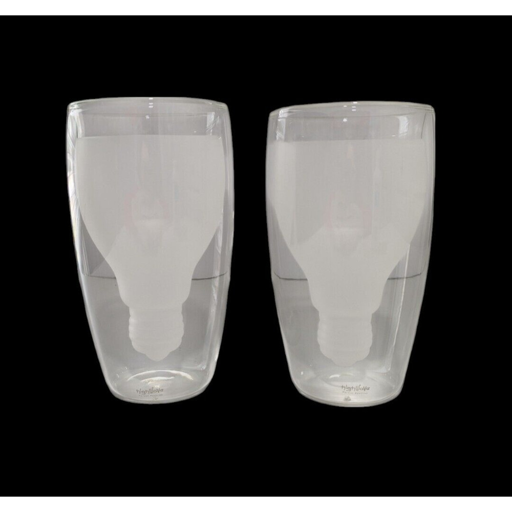 Highwave Good Idea Frosted Beer Glass Set of 2 Lightbulb Bulb Double Wall